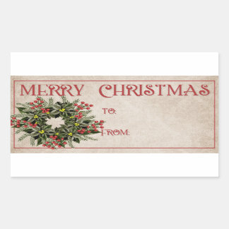 Dark Green Poinsetta Wreath | Merry Christmas Rectangular Sticker