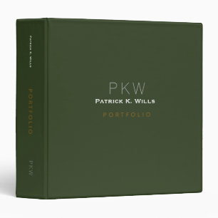Dark Green Portfolio Binder with Name