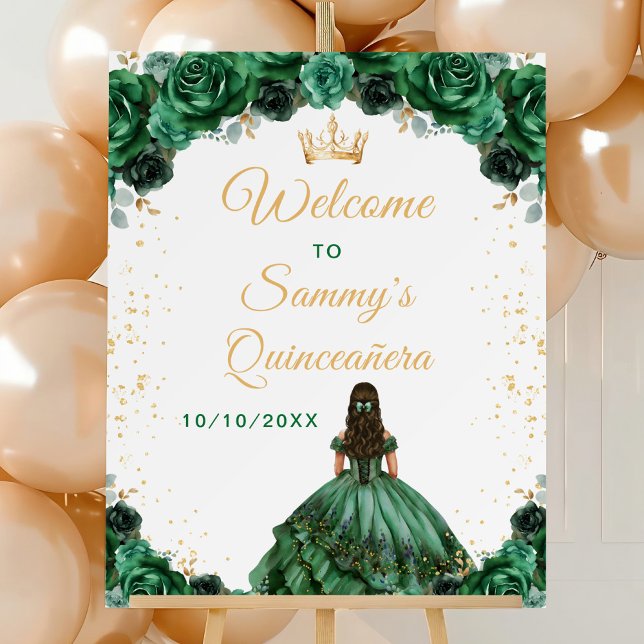 Dark Green Princess Quinceañera Welcome Foam Board (Creator Uploaded)