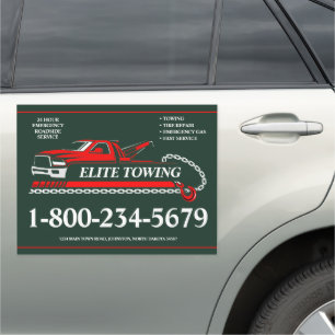 Dark Green Professional Tow Truck Service Car Magnet