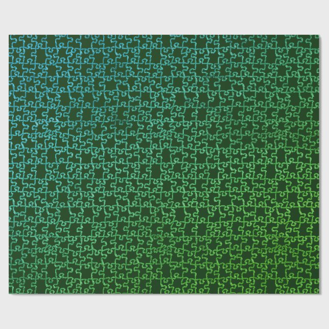 Dark Green Puzzle Wrapping Paper (Flat)