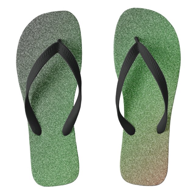 Dark-Green-Red Gradient Glitters, Pair of Flip Flops (Footbed)