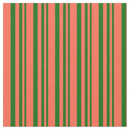 Dark Green & Red Striped/Lined Pattern Fabric