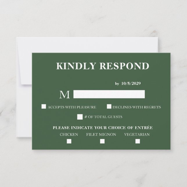 Dark Green Response Card RSVP (Front)