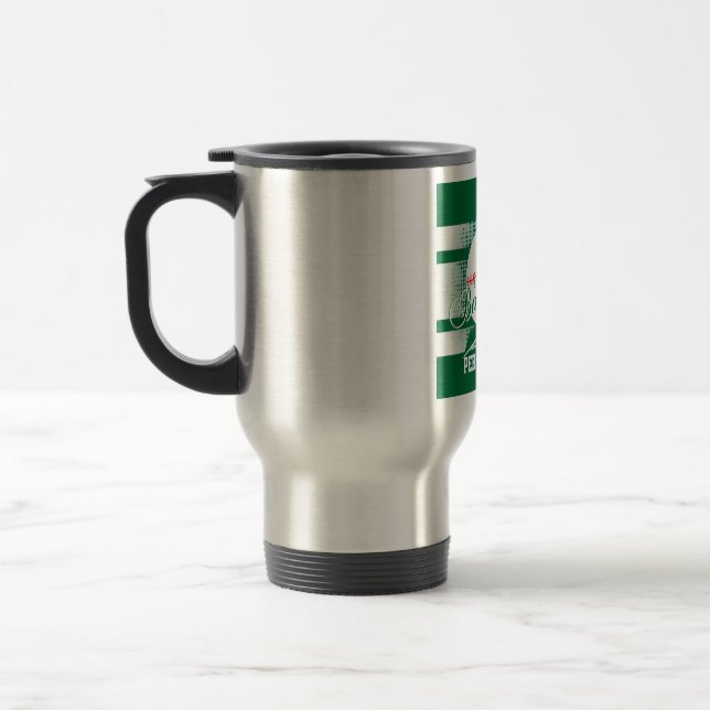Dark Green Retro Baseball Style Travel Mug (Left)