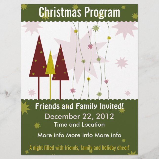 dark Green Retro Christmas Program Flyer (Front)