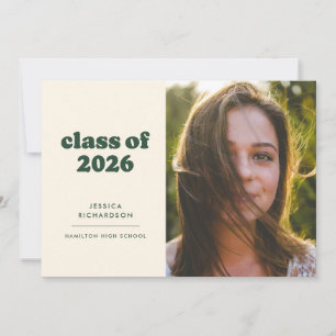 Dark Green Retro Simplicity Photo Graduation Announcement