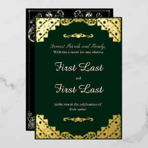 Dark Green Royalty Foil Wedding Invitation