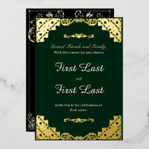 Dark Green Royalty Foil Wedding Invitation Foil Invitation