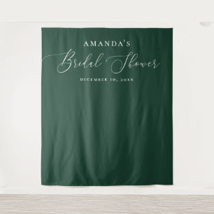 Dark Green Script Bridal Shower Photo Backdrop