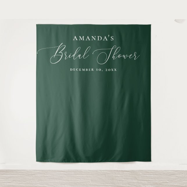 Dark Green Script Bridal Shower Photo Backdrop (Front)