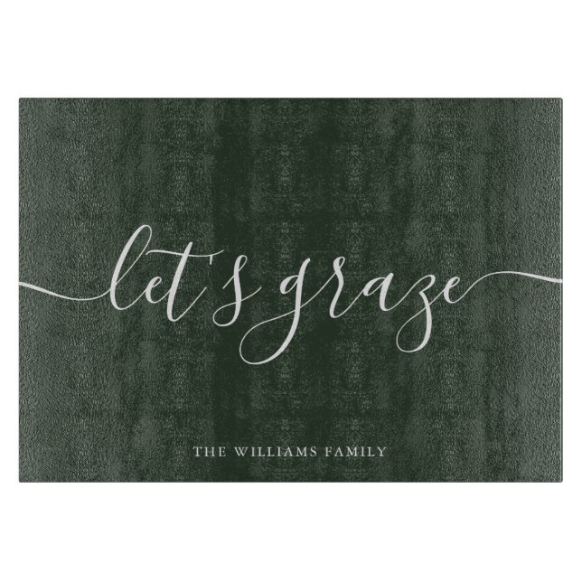Dark Green Script Charcuterie Family Grazing Board (Front)