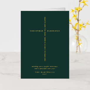 Dark Green Scripture Cross Christmas/Holiday Foil Greeting Card
