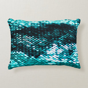 Dark green sequin shiny texture accent pillow