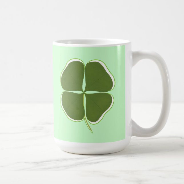 Dark Green Shamrock, Four Leaf Clover mugs (Right)