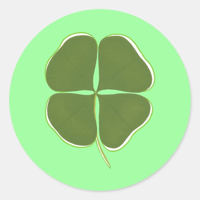 Dark Green Shamrock, Four Leaf Clover stickers (Front)