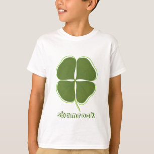 Dark Green Shamrock with outline, t shirts