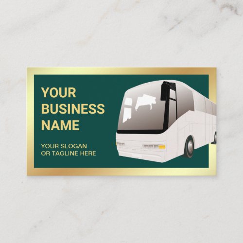 Dark Green Sightseeing Tour Bus Travel Agent Business Card
