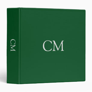 Dark green simple monogram 3 ring binder
