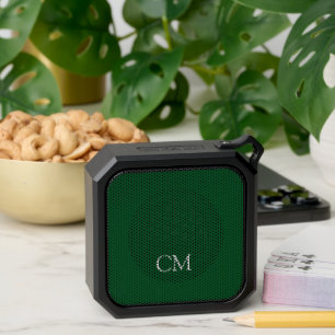 Dark green simple monogram bluetooth speaker