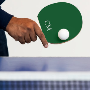 Dark green simple monogram ping pong paddle