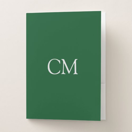 Dark green simple monogram pocket folder