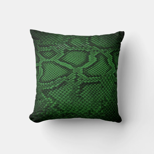 Dark Green Snakeskin pattern pillow 2 (Front)