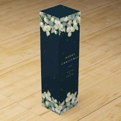 Dark Green SnowberryEucalyptus ChristmasHoliday Wine Box