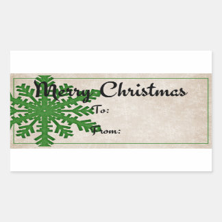 Dark Green Snowflake | Merry Christmas Gift Rectangular Sticker