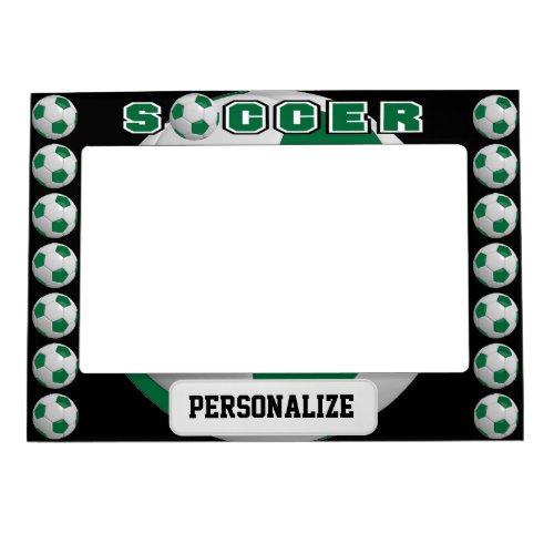 Dark Green Soccer Ball  DIY Name Magnetic Frame