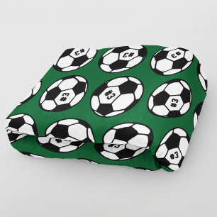 Dark Green Soccer Ball Number Pattern Fleece Blanket