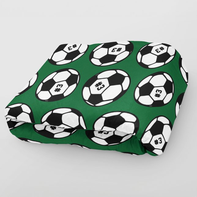 Dark Green Soccer Ball Number Pattern Fleece Blanket (Creator Uploaded)