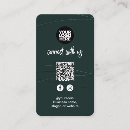 Dark Green  Social Media QR Code Business Card