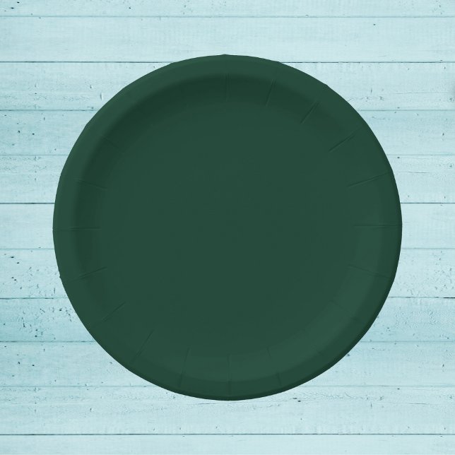 Dark Green Solid Color Paper Plates (Creator Uploaded)