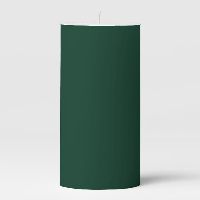 Dark Green Solid Color Pillar Candle (Front)
