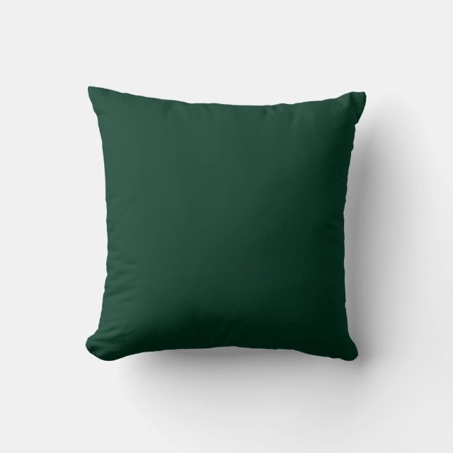 Dark Green Solid Color Throw Pillow (Front)
