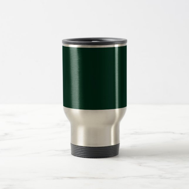 Dark Green Solid Color Travel Mug (Center)
