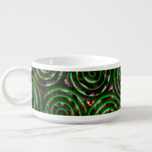 Dark green spirals transparent upon stained image bowl