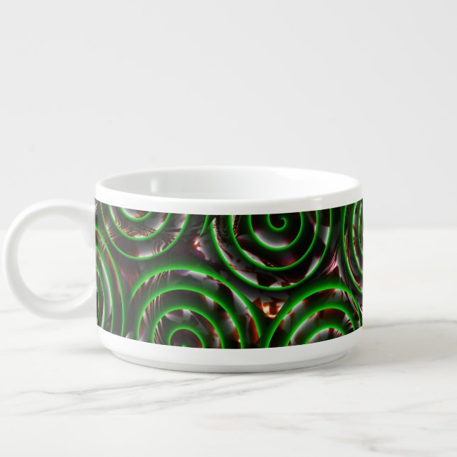 Dark green spirals transparent upon stained image bowl (Right)