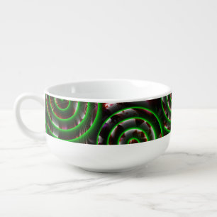 Dark green spirals transparent upon stained image soup mug