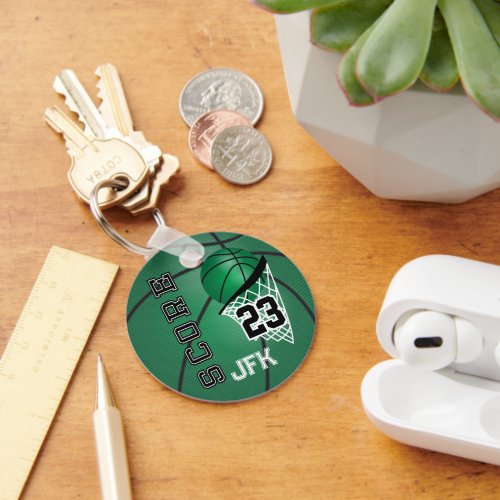 Dark Green Sport Basketball  DIY Text  Keychain