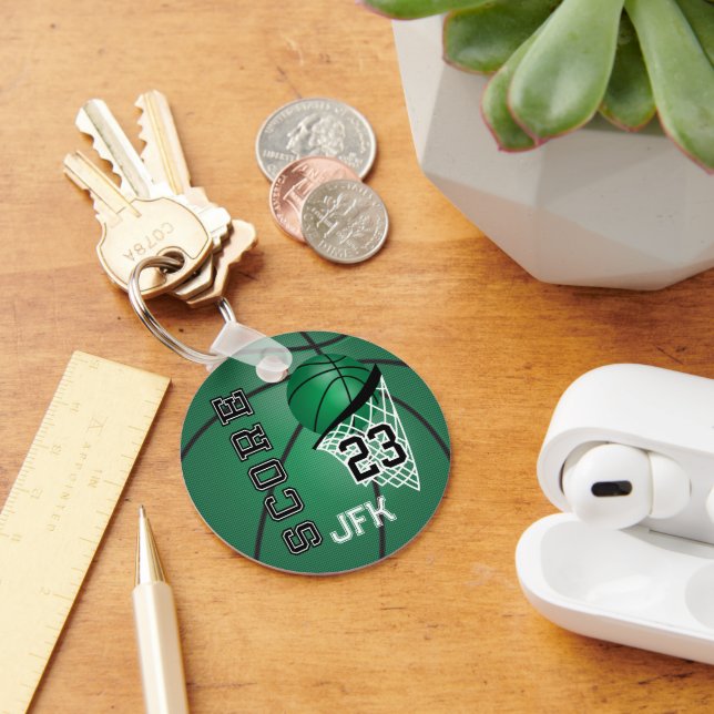 Dark Green Sport Basketball | DIY Text  Keychain (Desk)
