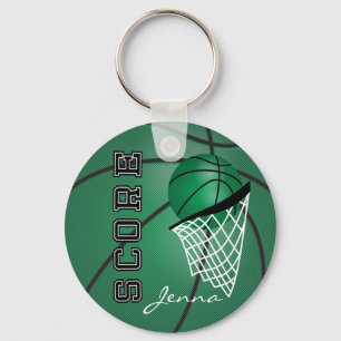 Dark Green Sport Basketball DIY Text Keychain