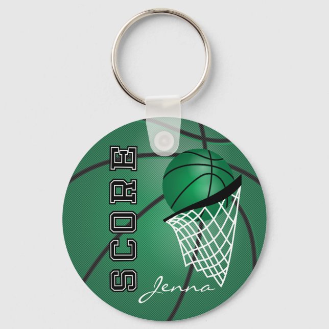 Dark Green Sport Basketball | DIY Text Keychain (Front)