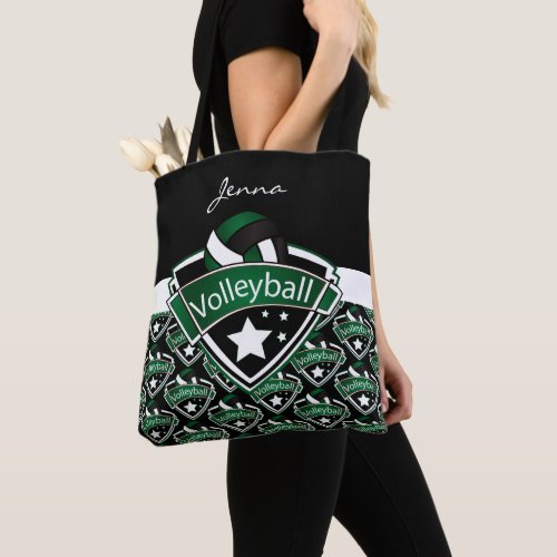 Dark Green Sport Volleyball  DIY Text Tote Bag