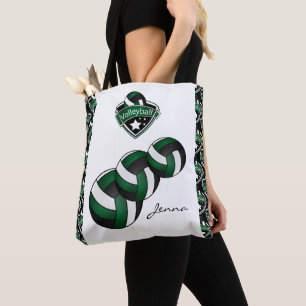 Dark Green Sport Volleyball Star DIY Text Tote Bag