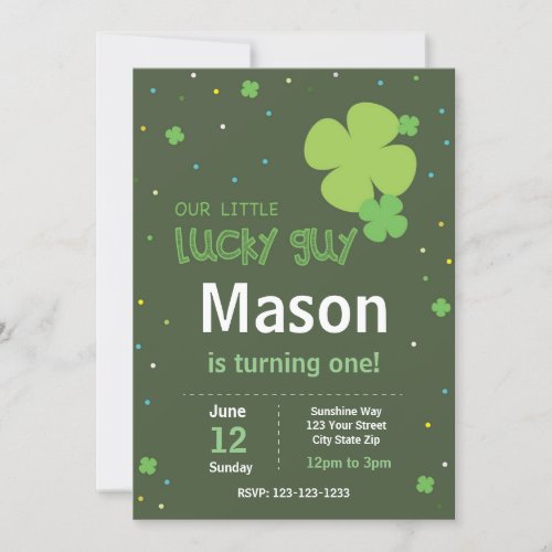 Dark Green St Patricks Day  Birthday Invitation