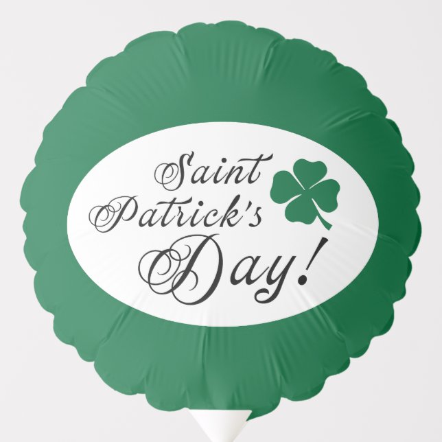 Dark Green St Patrick's Day Shamrock  Balloon (Front)