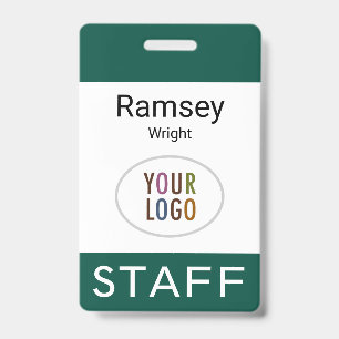Dark Green Staff ID Name Badge Reel Clip Lanyard