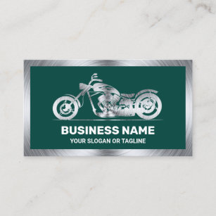 Dark Green Steel Motorbike Motorcycle Mechanic Business Card